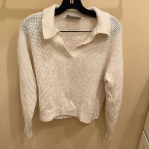 Everlane White V-Neck Sweater alpaca